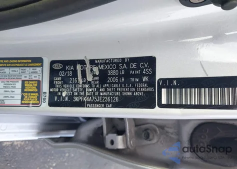 2018 Kia Forte Lx from USA, damaged, VIN 3KPFK4A75JE236126